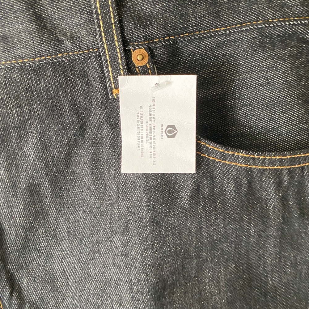 🆕 LEVI’S 501 Shrink-to-Fit Black Wash Straight Leg Button-Fly Denim Jeans 44/34 - Picture 7 of 11